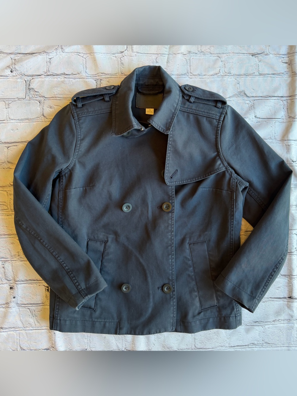 Fossil Military Utility Barn Field Navy Womens XS Chore Outdoor Fall Button Down